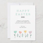 フローラハッピーイースターかわいいモダングリーンチューリップフラワー シーズンカード (正面)