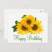 フローラハッピーバースデーひまわり黄色い花 ポストカード (正面/裏面)
