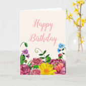フローラハッピーバースデーカード水彩花 カード (黄色い花)