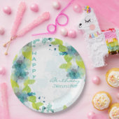 フローラハッピーバースデー名前をカスタムする9"紙プレート ペーパープレート (パーティー)