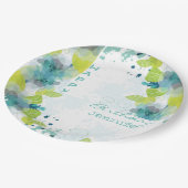 フローラハッピーバースデー名前をカスタムする9"紙プレート ペーパープレート (アングル)