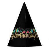 フローラハッピーバースデー名here工芸品用品 パーティーハット (裏面)