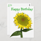 フローラハッピーバースデー黄色ひまわり花 ポストカード (正面/裏面)