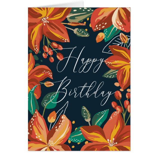 フローラハッピーバースデー。紅色の海軍花。友だち (正面)