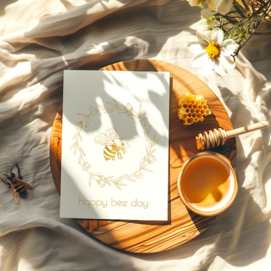 フローラハッピービーデイフォイル誕生日カード 箔グリーティングカード