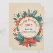 フローラハッピーホリデーズカード（赤と緑） シーズンカード (正面/裏面)