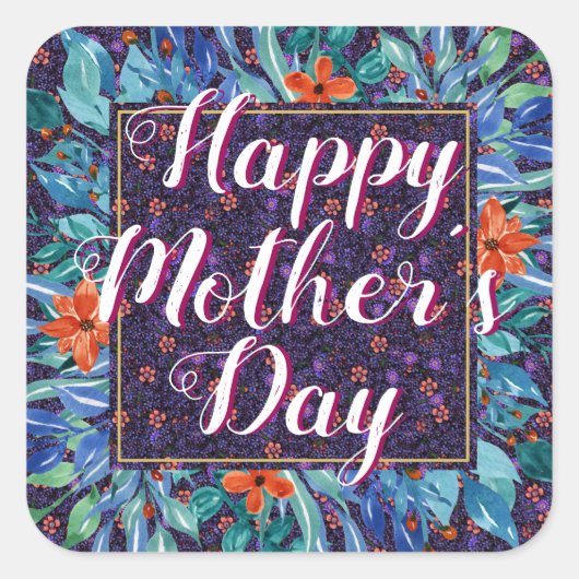 フローラハッピーマザーズデイボホエレガントシックカスタム スクエアシール (正面)