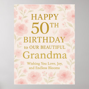 フローラハッピー50thおばあちゃんの誕生日フリースブランケット ポスター