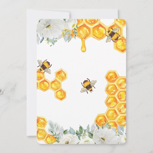 フローラハニカムのまわりにベビーシャワー招待状 (裏面)