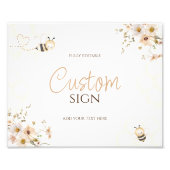 フローラハニーのまわりにベビーシャワーカスタムサイン フォトプリント            (正面)
