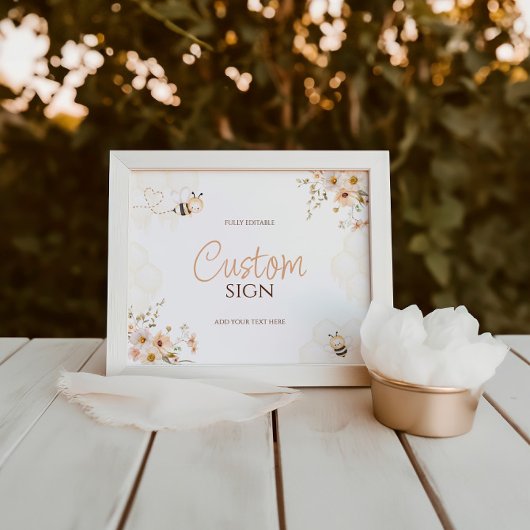 フローラハニーのまわりにベビーシャワーカスタムサイン フォトプリント           