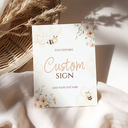 フローラハニーのまわりにベビーシャワーカスタムサイン フォトプリント