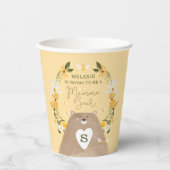 フローラハニークマ赤ちゃんシャワーワイルドフラワー&ハチ 紙コップ (正面)