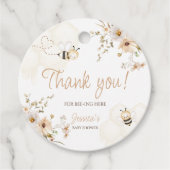 フローラハニービー赤ちゃんシャワーありがとうラウンド フェイバータグ (正面)