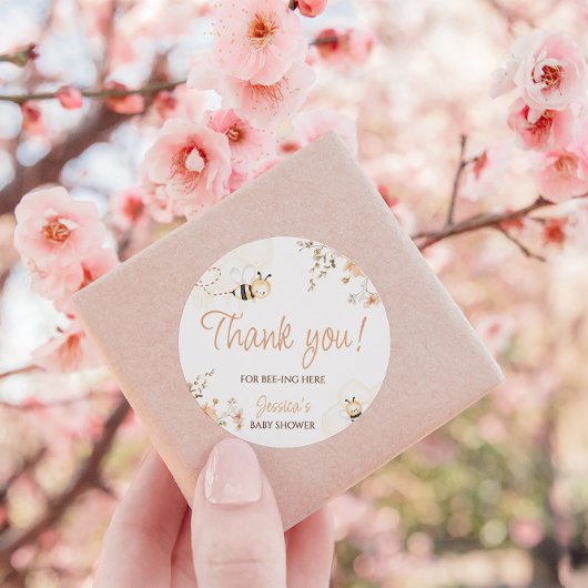 フローラハニービー赤ちゃんシャワーありがとう ラウンドシール