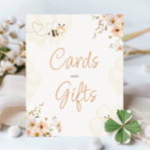 フローラハニービー赤ちゃんシャワーカードとギフトサイン 台座サイン