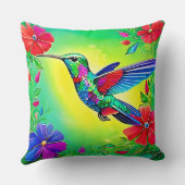 フローラハミングバードアートデザイン クッション (裏面)