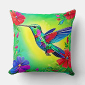 フローラハミングバードアートデザイン クッション (正面)
