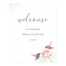 フローラハミングバード金ゴールド水の色ウェルカムサイン