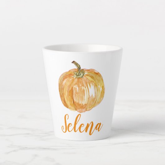 フローラハロウィンカボチャ名前をカスタムする秋 カフェラテマグ (正面)