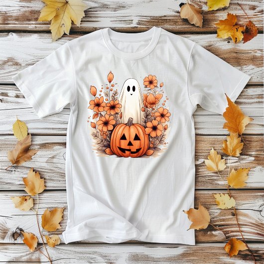 フローラハロウィーンパンプキン幽霊 Tシャツ