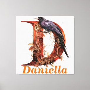 フローラハロウィーン名前をカスタムするレターDモノグラム キャンバスプリント