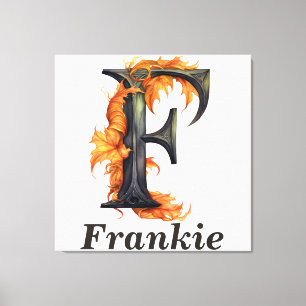 フローラハロウィーン名前をカスタムするレターFモノグラム キャンバスプリント