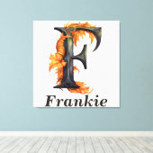 フローラハロウィーン名前をカスタムするレターFモノグラム キャンバスプリント (インサイチュ (ウッドフロア))