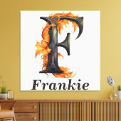 フローラハロウィーン名前をカスタムするレターFモノグラム キャンバスプリント (インサイチュ (リビング))