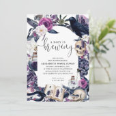 フローラハロウィーン墓石ベビーは醸造シャワー 招待状 (スタンド正面)