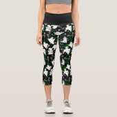 フローラハロウィーン幽霊フラワーブラック カプリレギンス (正面)