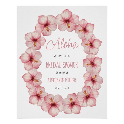 フローラハワイアンレイブライダルシャワーウェルカムサイン ポスター (正面)