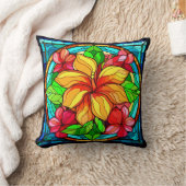 フローラハワイアン熱帯花デザイン クッション (ブランケット)