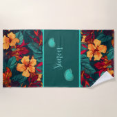 フローラハワイアン ビーチタオル (正面)