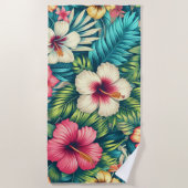 フローラハワイアン/熱帯 ビーチタオル (正面)