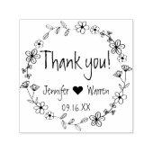 フローラハンドドローリースありがとうパーソナライズされた セルフインキングスタンプ (デザイン)