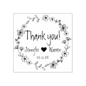 フローラハンドドローリースありがとうパーソナライズされた ラバースタンプ (インプリント)