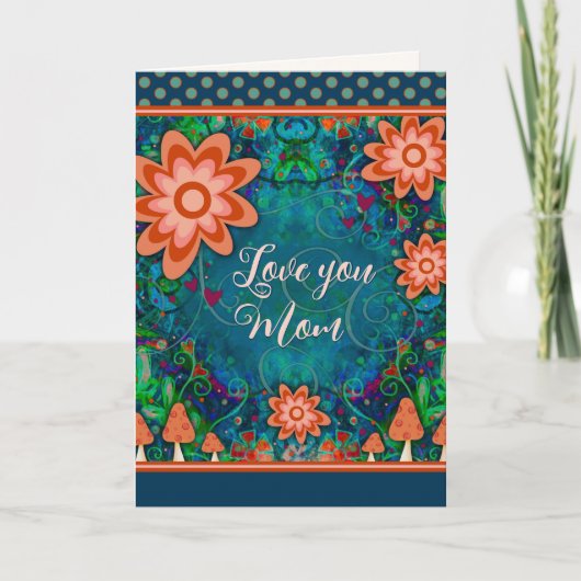 フローラハートかわいらしマチユニークュッシュルーム母の日 カード (正面)