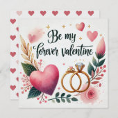 フローラハートとリングや輪- Be My Forever Valentine シーズンカード (正面/裏面)
