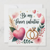 フローラハートとリングや輪- Be My Forever Valentine シーズンカード (正面)
