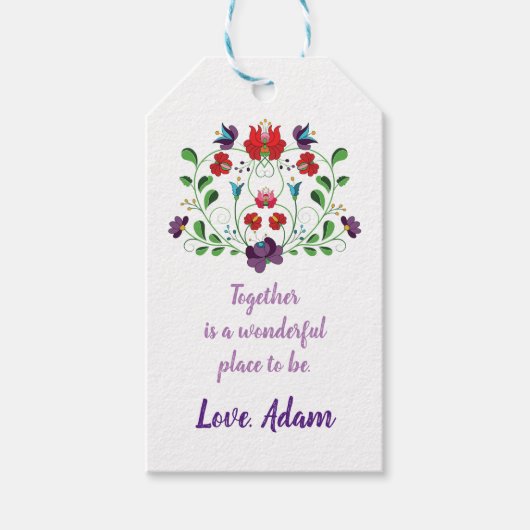 フローラハートと引用文 ギフトタグ (正面)