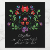 フローラハートと引用文 ワインラベル (シングルラベル)