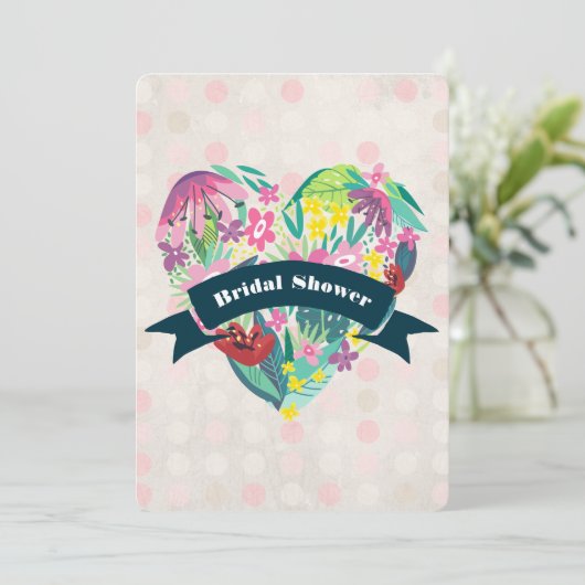 フローラハートと熱帯花ブライダルシャワー 招待状 (スタンド正面)