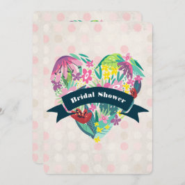 フローラハートと熱帯花ブライダルシャワー 招待状