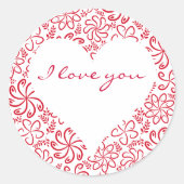 フローラハートは赤い白で名前が付いている ラウンドシール (正面)