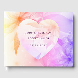 フローラハートオレンジパープルドロ結婚ーズ ゲストブック