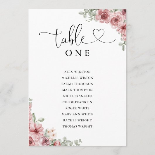 フローラハートスクリプトテーブル番号座席表 招待状 (裏面)