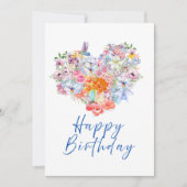 フローラハートハッピーバースデーフラットカード (正面)