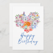 フローラハートハッピーバースデーフラットカード (正面/裏面)