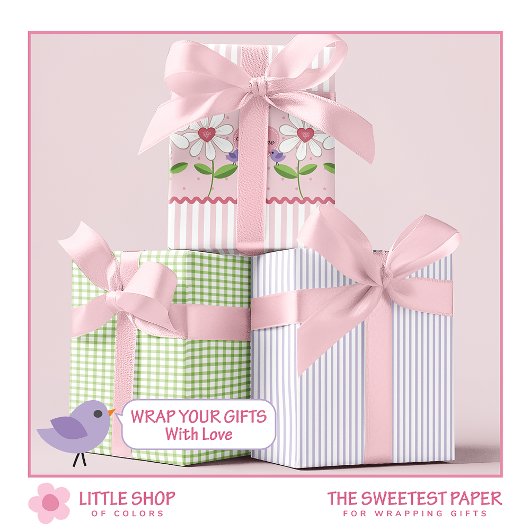 フローラハートバレンタインデー ラッピングペーパーシート